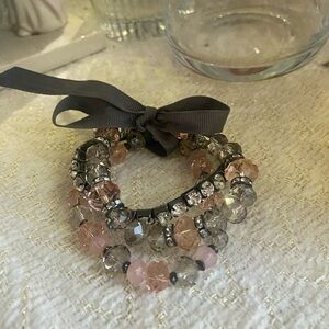 Pink and Silver Beaded Bracelet Set